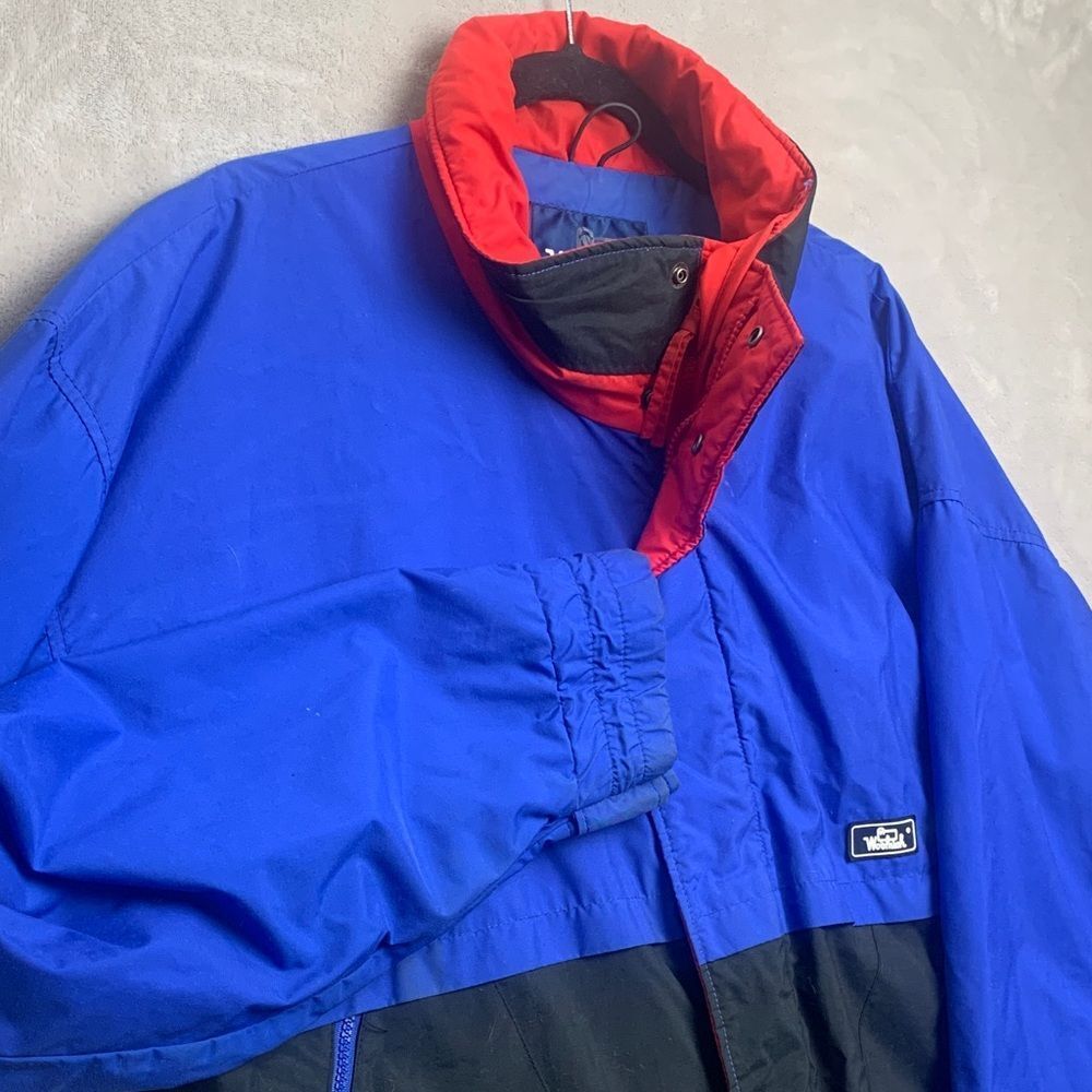 WOOLRICH | LARGE Men CASUAL LIGHTWEIGHT JACKET | COLOR BLOCK RED ROYAL BLUE 1604